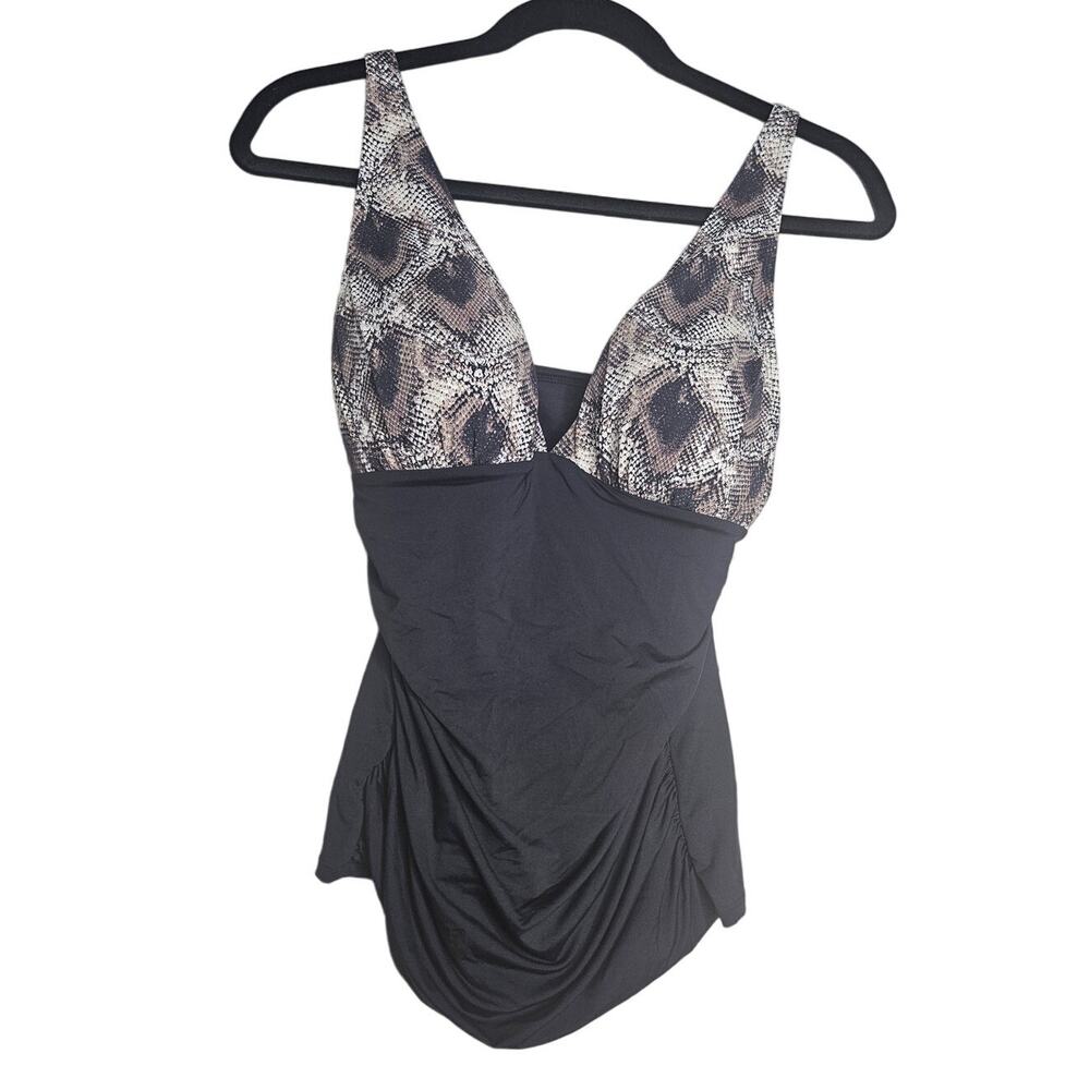NEW Bleu Rod Beattie 4 Black Snakeskin Tankini Top Swimsuit Classic Beach Pool